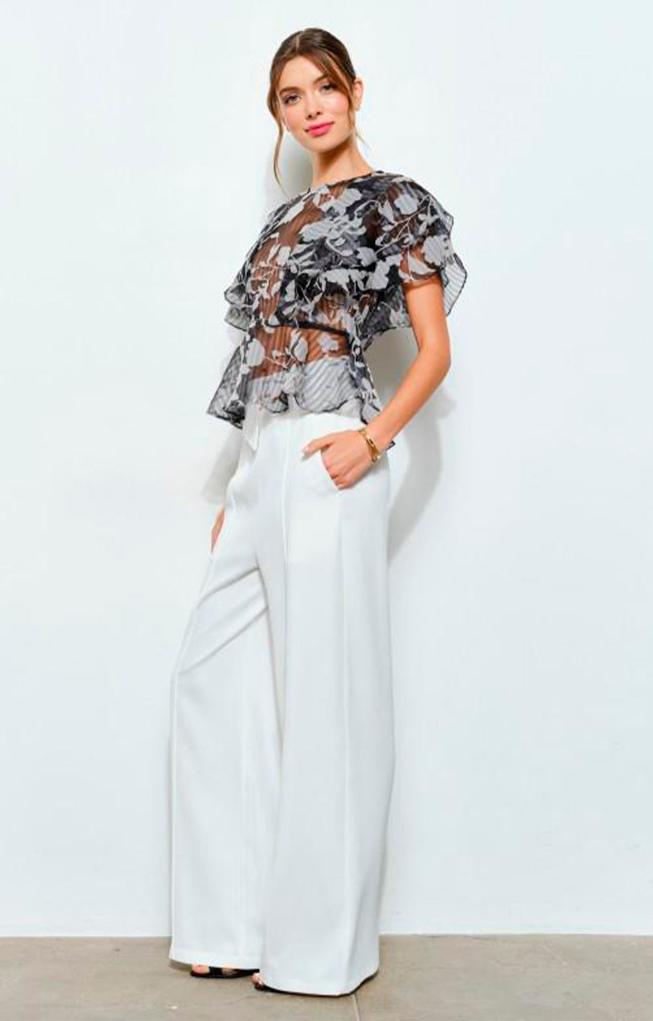 Blusa negra plisada estampada - BLUSA Boutiquemirel 