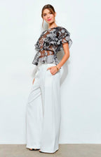 Blusa negra plisada estampada - BLUSA Boutiquemirel 