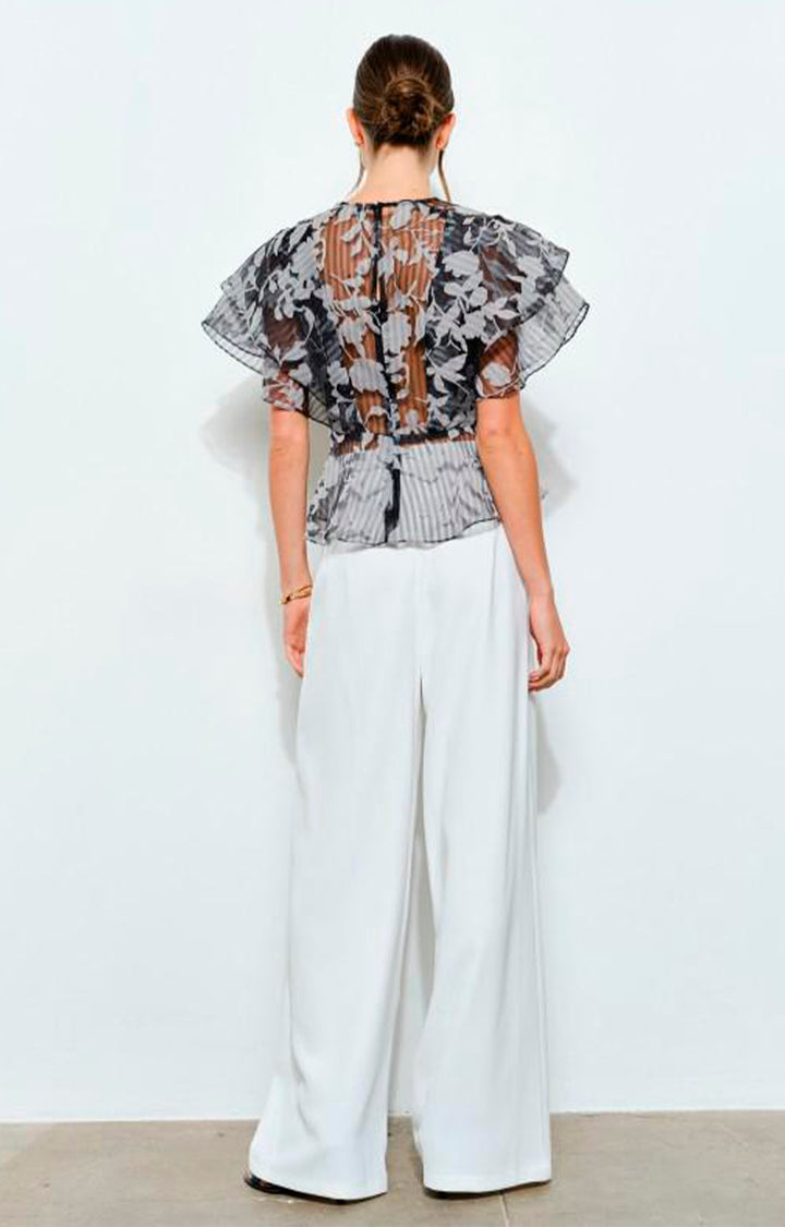 Blusa negra plisada estampada - BLUSA Boutiquemirel 