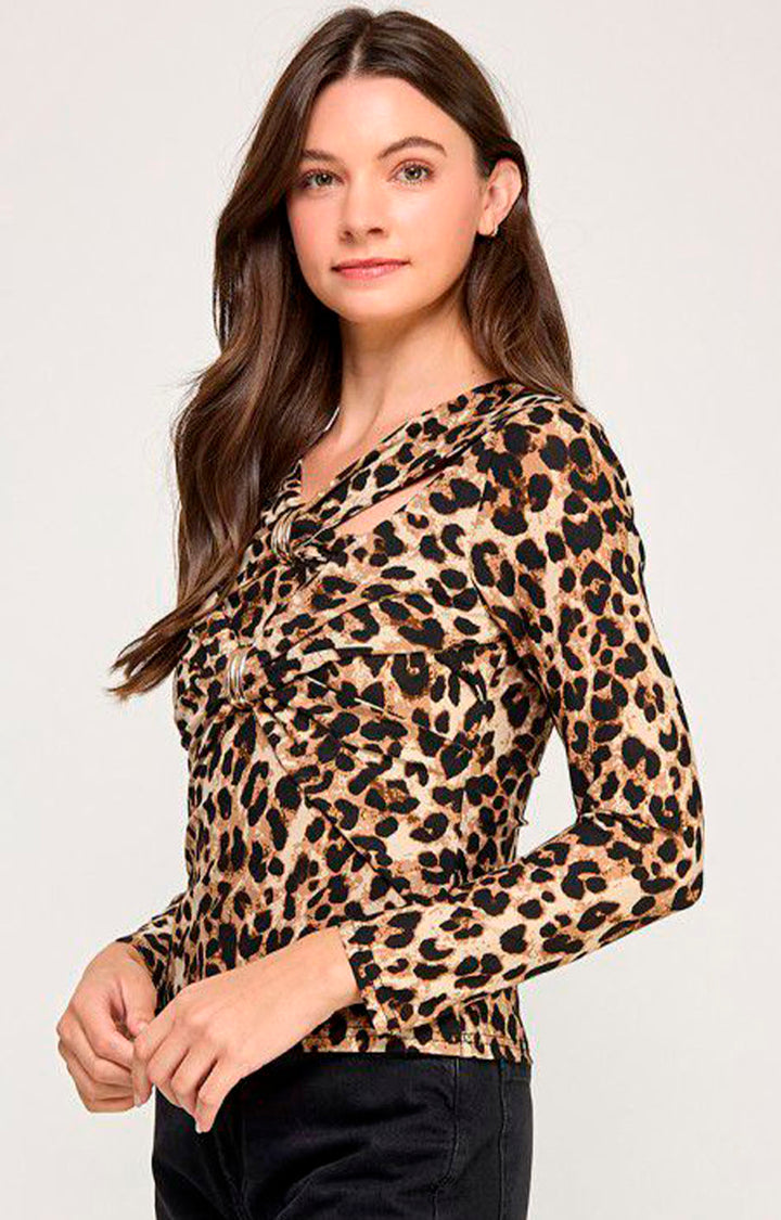 Blusa estampada con manga larga