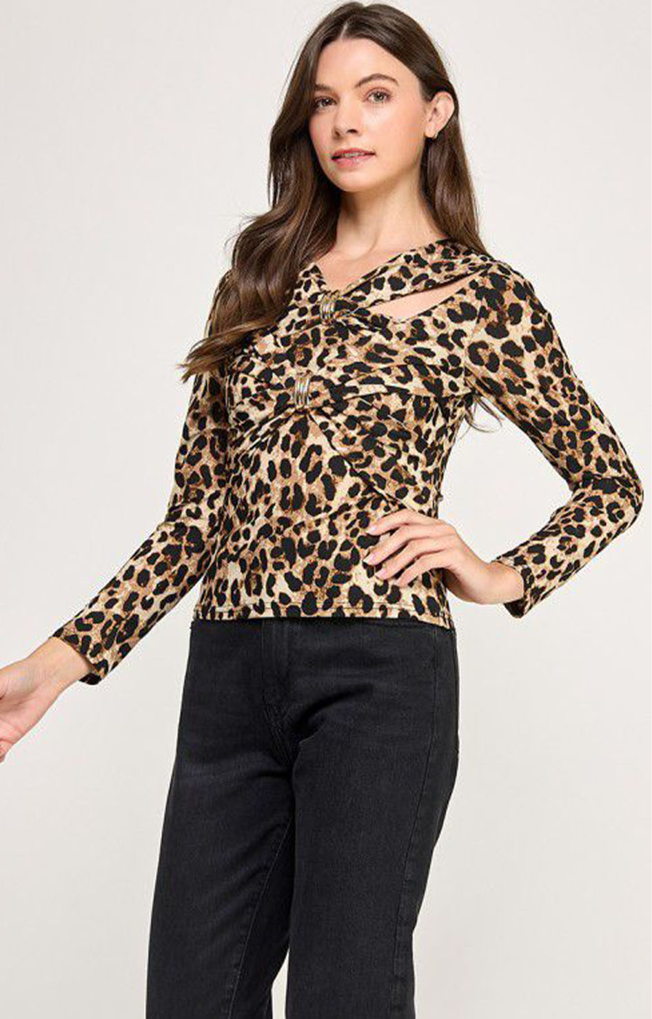 Blusa estampada con manga larga