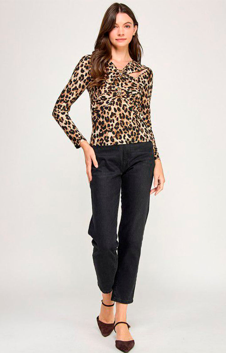 Blusa estampada con manga larga