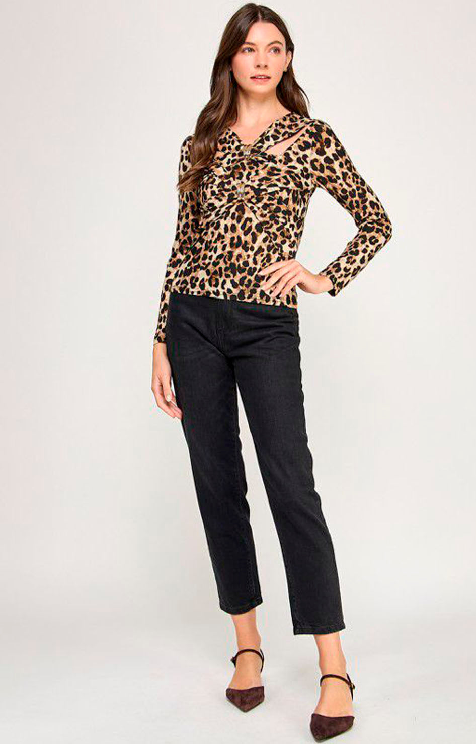 Blusa estampada con manga larga