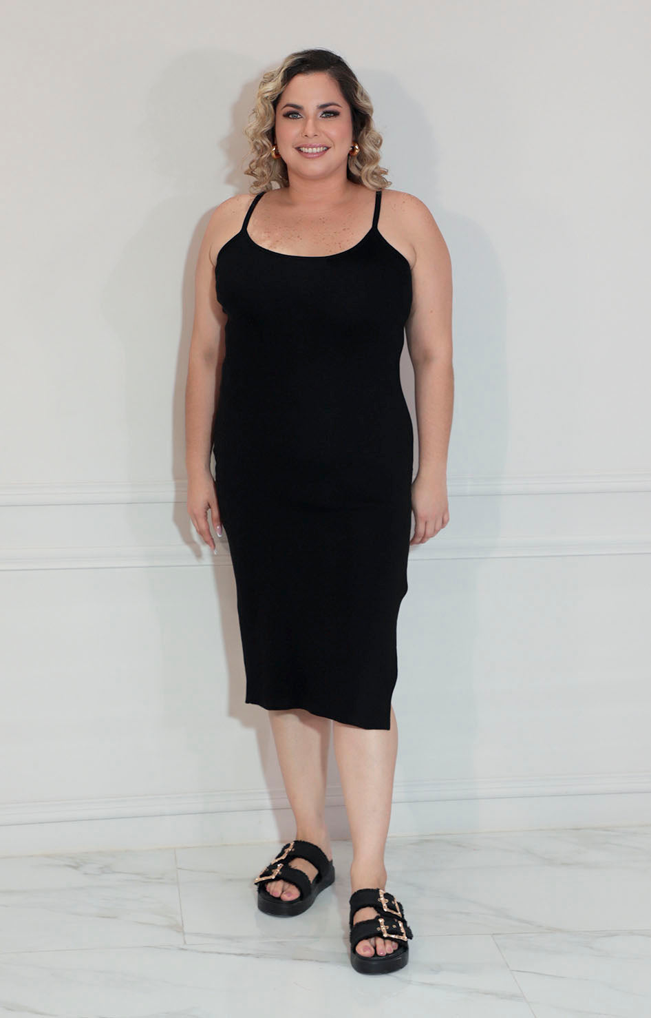 Vestido negro liso de tirantes - VESTIDO XL Boutiquemirel 