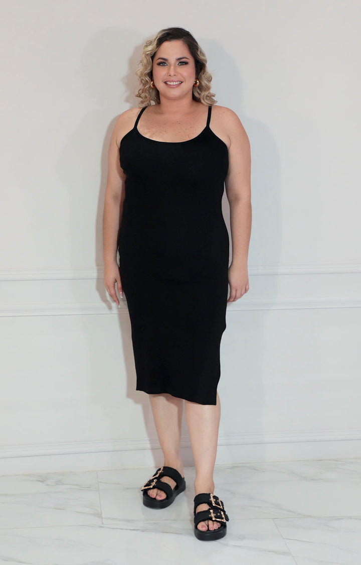 Vestido negro liso de tirantes - VESTIDO XL Boutiquemirel 