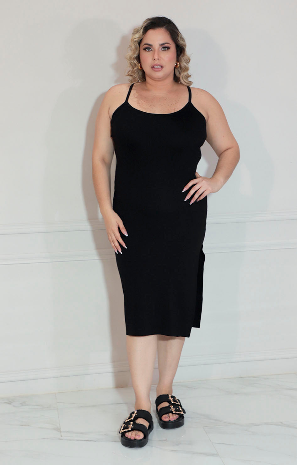 Vestido negro liso de tirantes - VESTIDO XL Boutiquemirel 