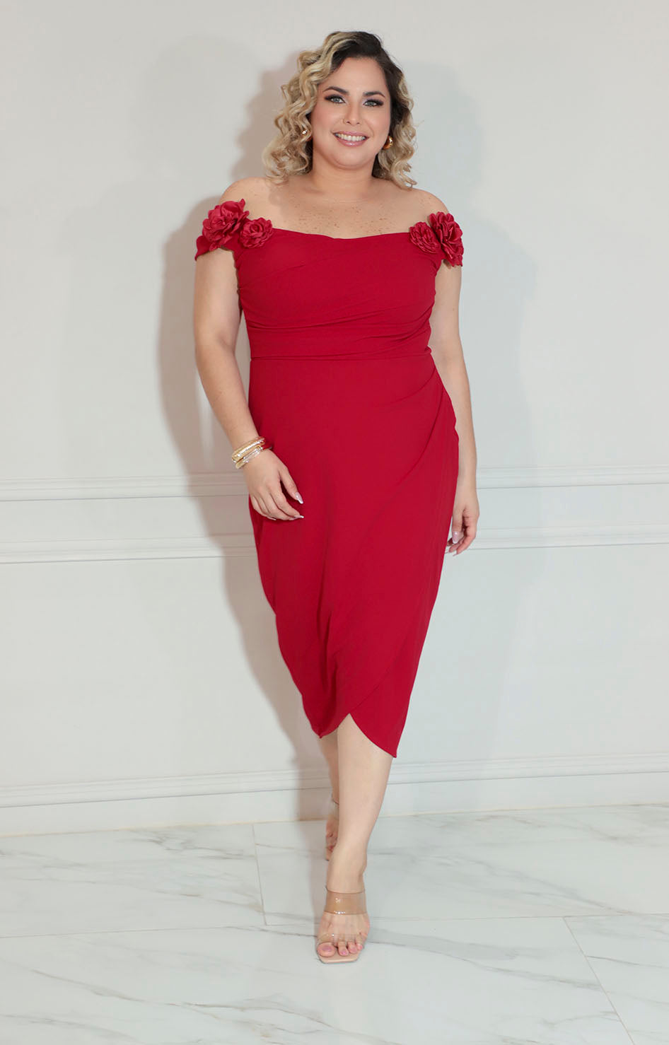 Vestido rojo  flor 3D - VESTIDO XL Boutiquemirel 