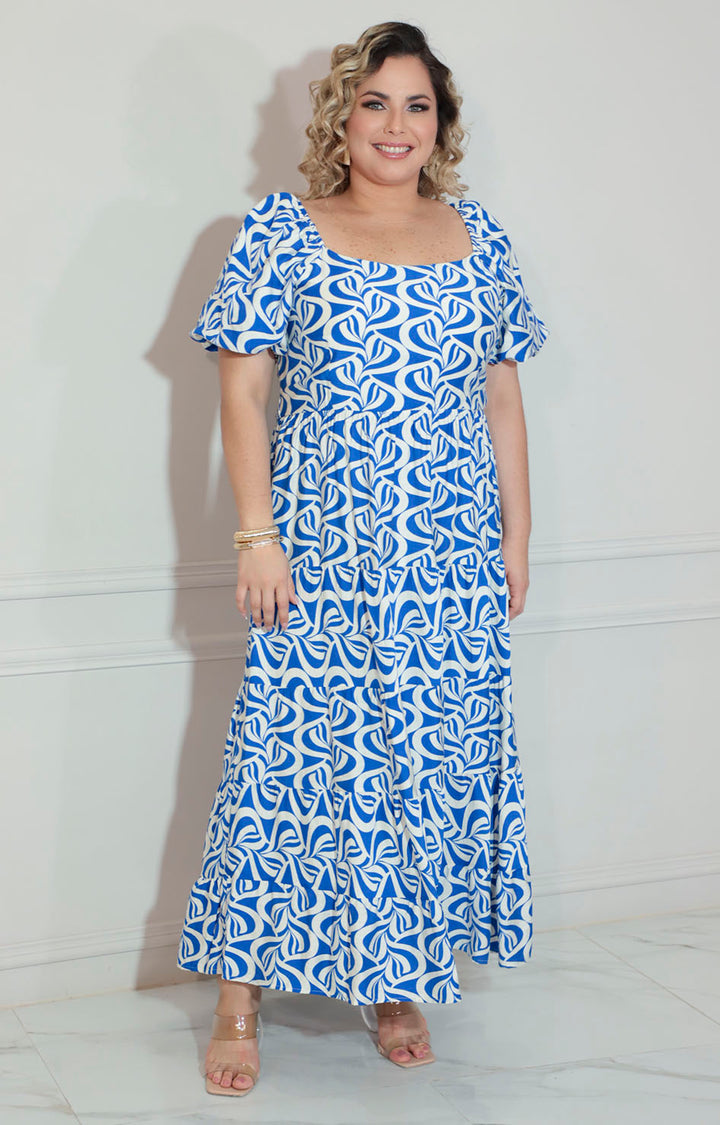 Vestido estampado azul - VESTIDO XL Boutiquemirel 