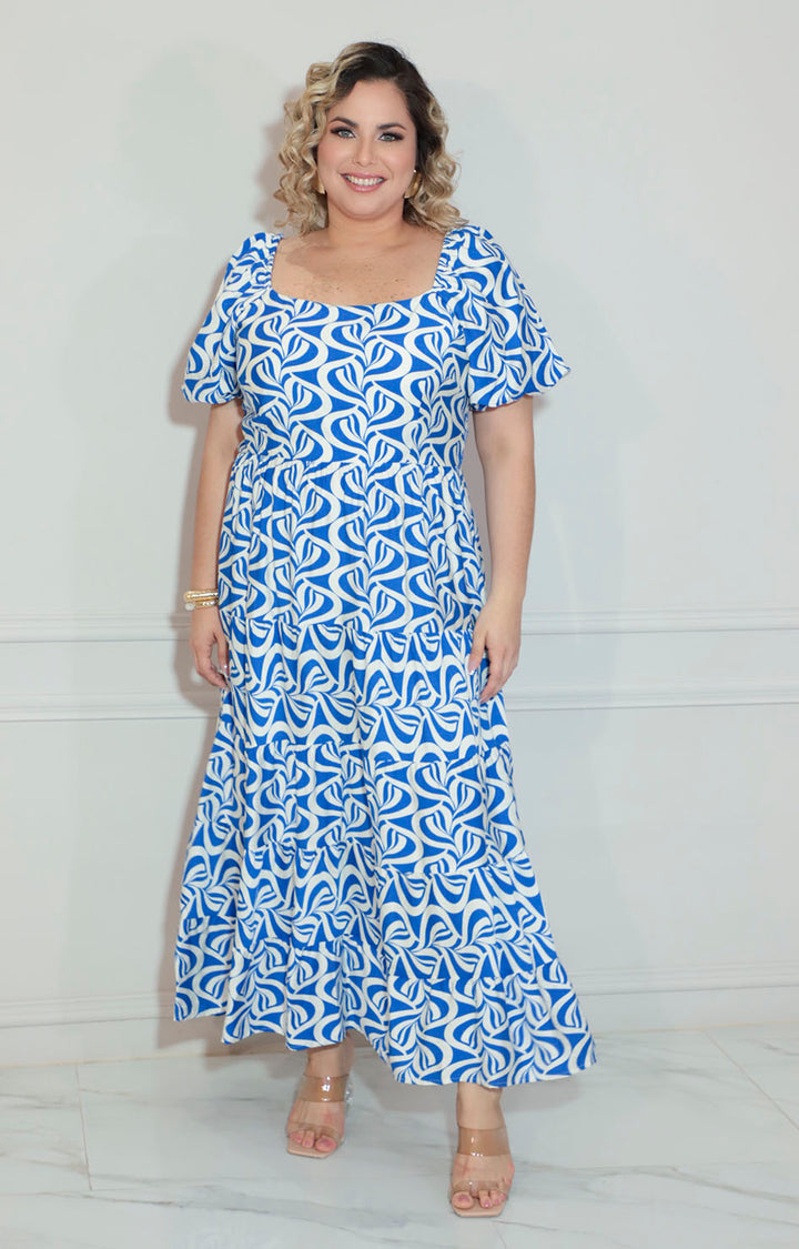 Vestido estampado azul - VESTIDO XL Boutiquemirel 