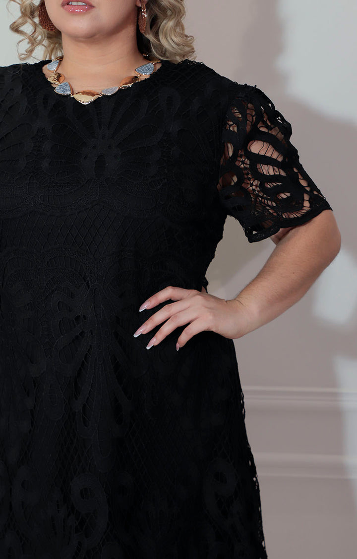 Vestido negro de guipiur con mangas - VESTIDO XL Boutiquemirel 