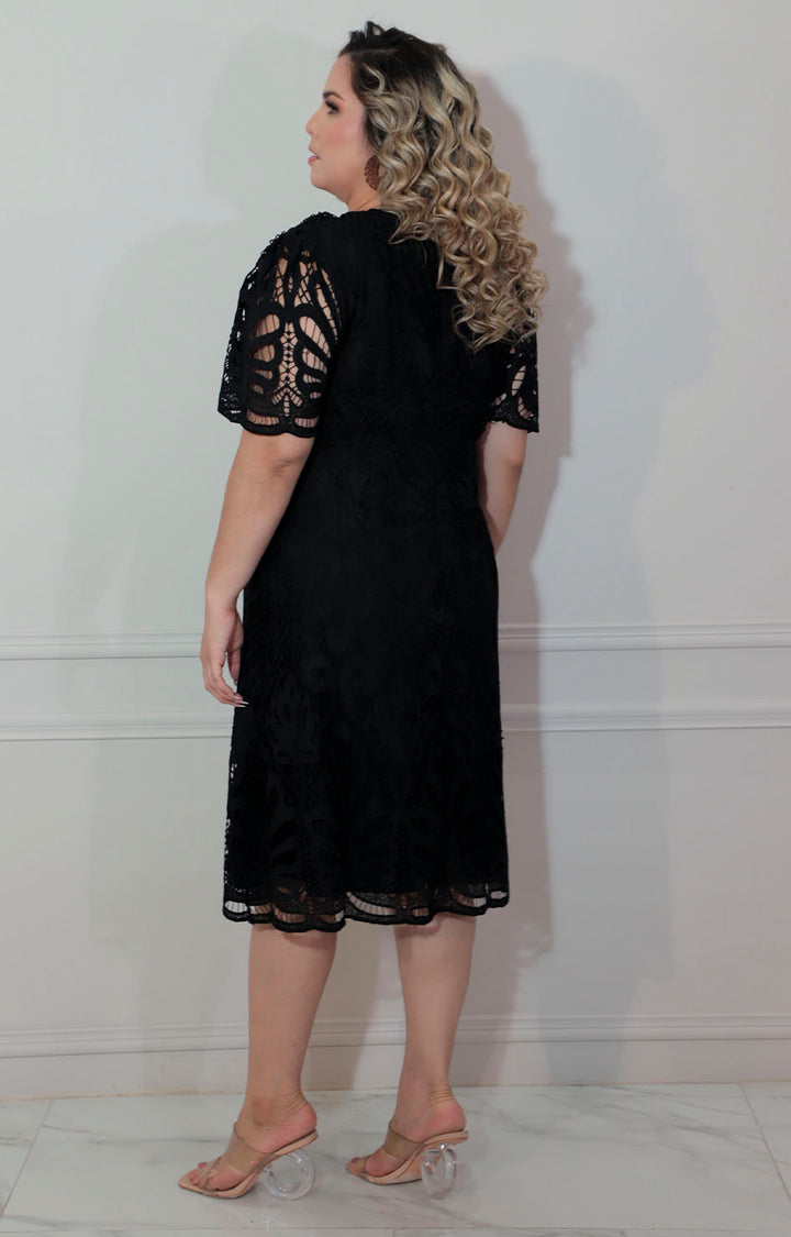 Vestido negro de guipiur con mangas - VESTIDO XL Boutiquemirel 