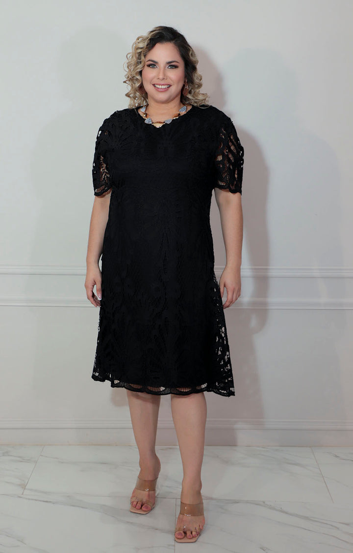 Vestido negro de guipiur con mangas - VESTIDO XL Boutiquemirel 