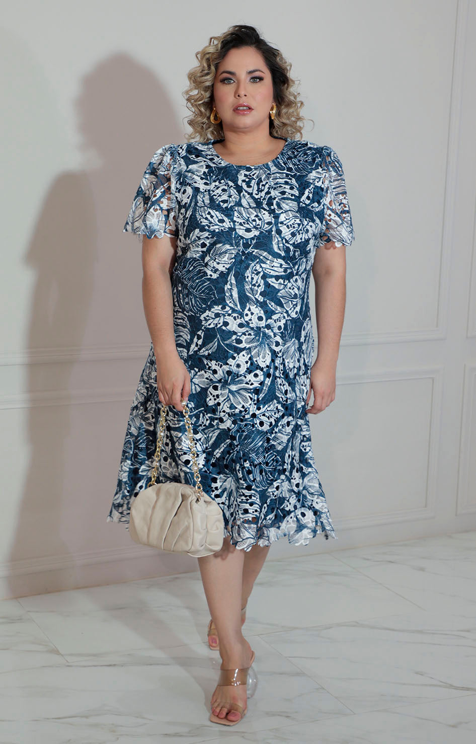 Vestido azul con guipiur y mangas - VESTIDO XL Boutiquemirel 