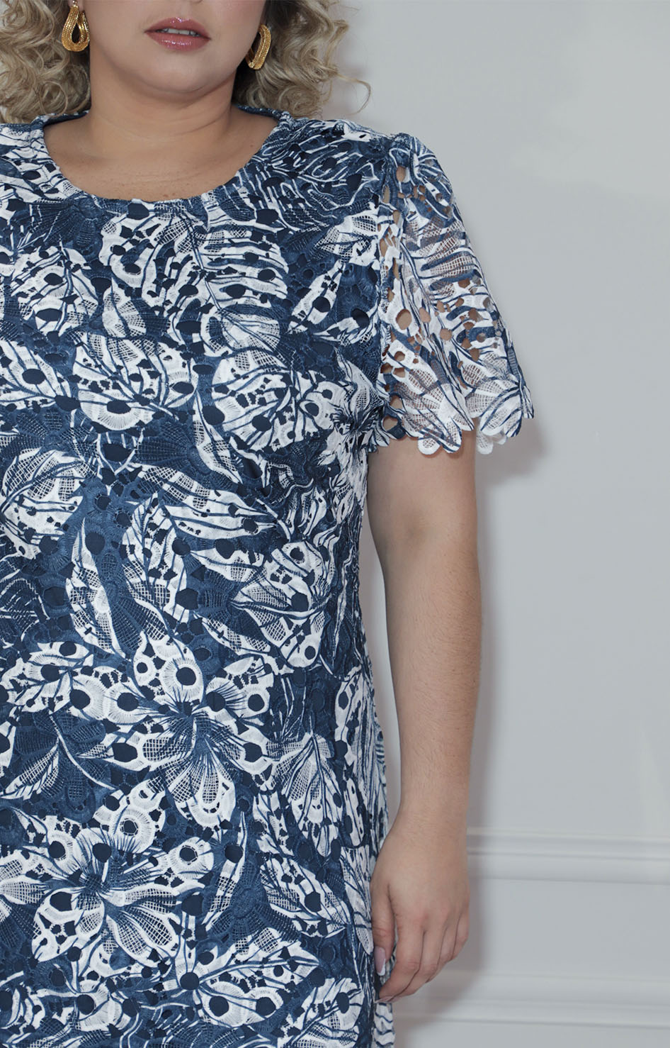 Vestido azul con guipiur y mangas - VESTIDO XL Boutiquemirel 