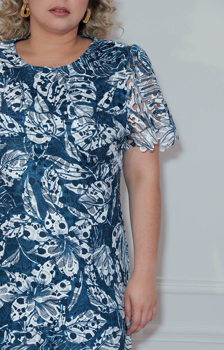 Vestido azul con guipiur y mangas - VESTIDO XL Boutiquemirel 