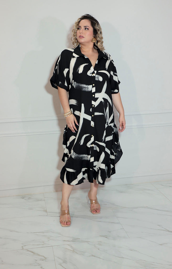 Vestido negro estampado - VESTIDO XL Boutiquemirel 