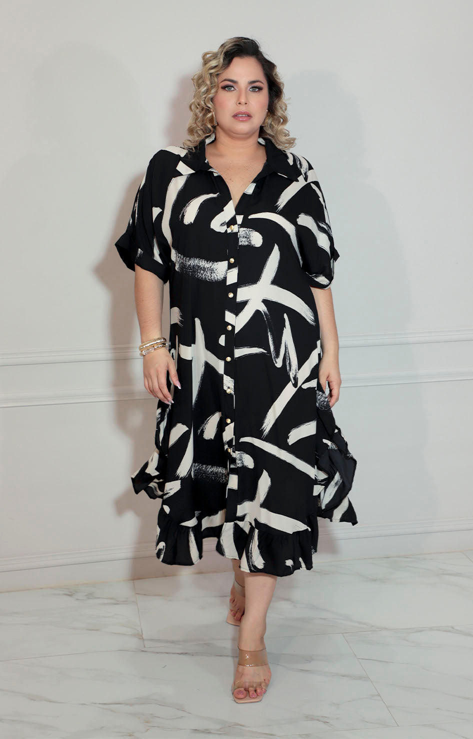 Vestido negro estampado - VESTIDO XL Boutiquemirel 