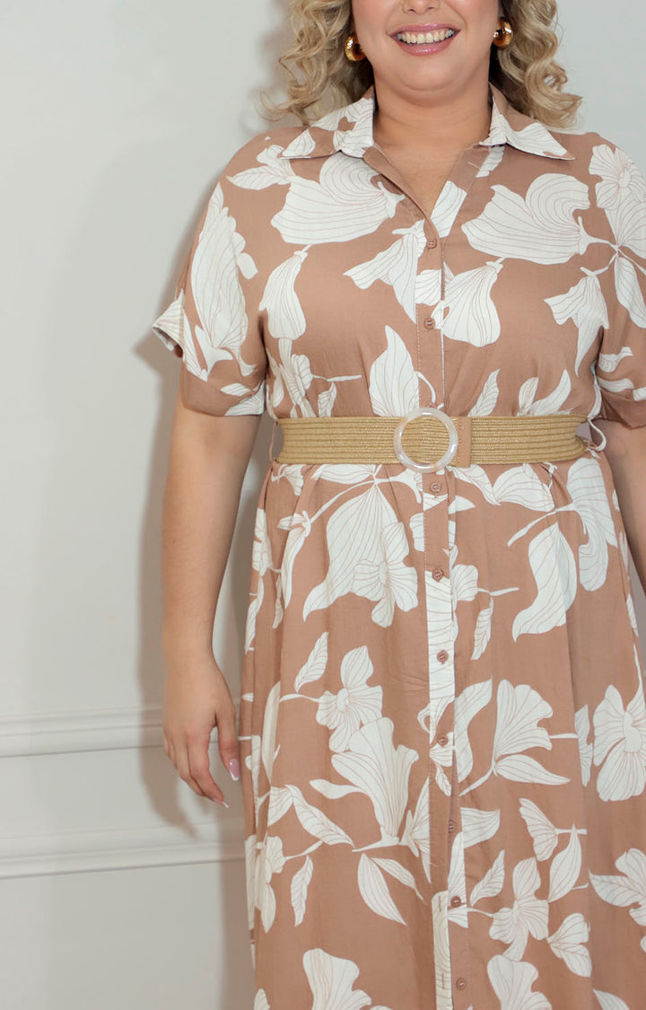 Vestido beige estampado - VESTIDO XL Boutiquemirel 