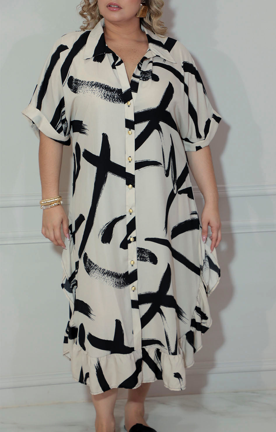 Vestido beige estampado - VESTIDO XL Boutiquemirel 