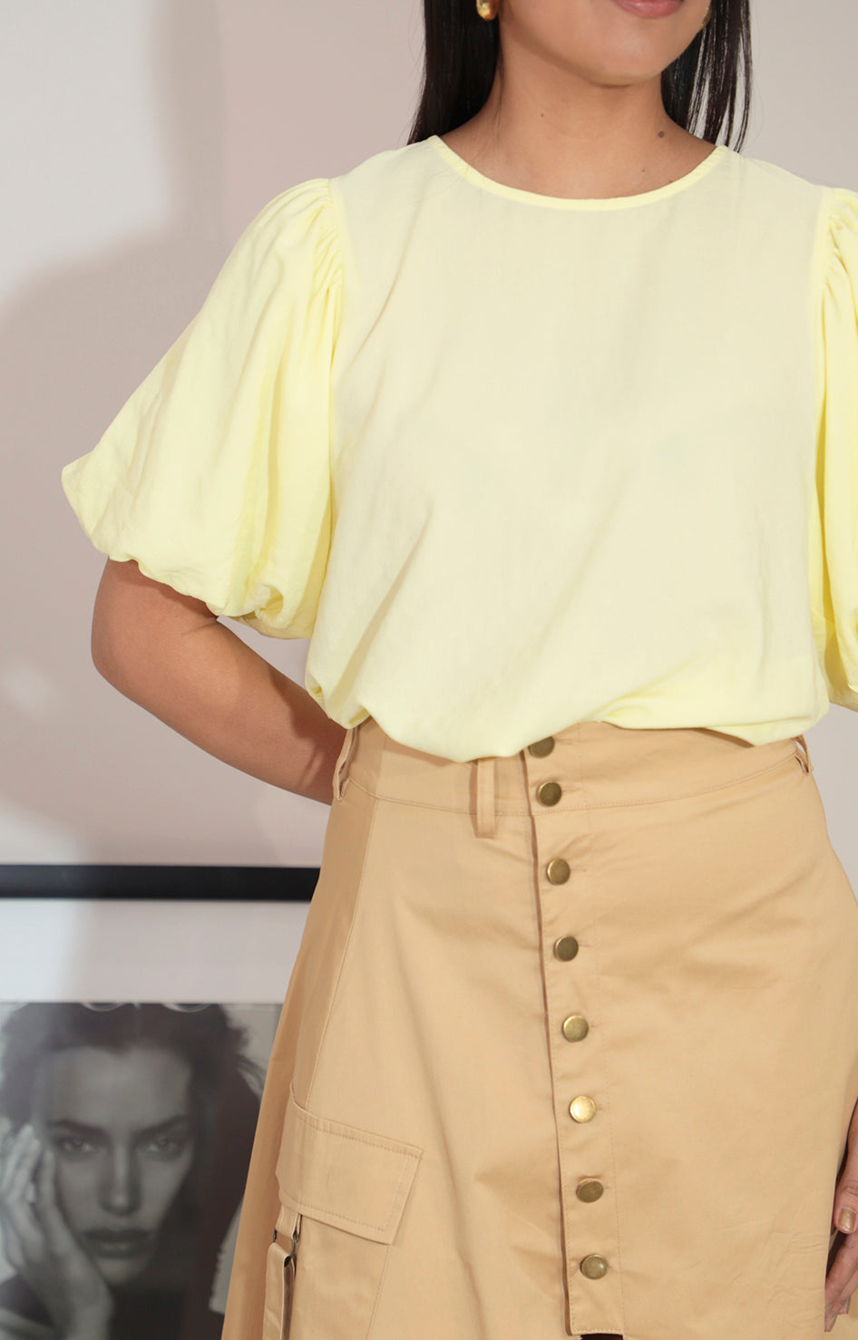 Blusa amarilla mangas abullonadas - BLUSA Boutiquemirel 