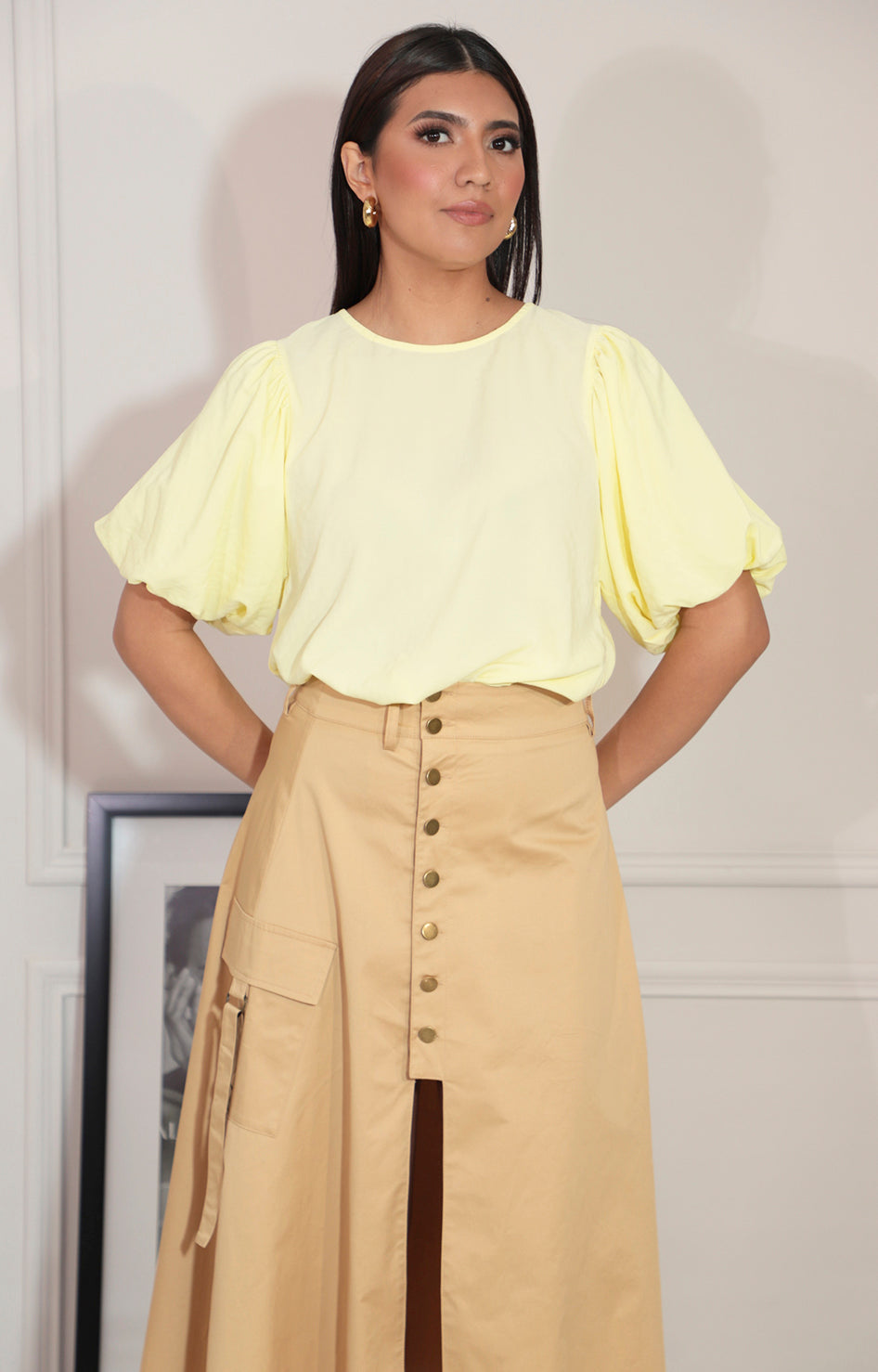 Blusa amarilla mangas abullonadas - BLUSA Boutiquemirel 