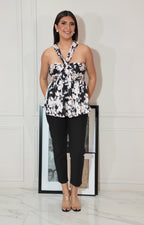 Blusa negra asimetrica estampada - BLUSA Boutiquemirel 