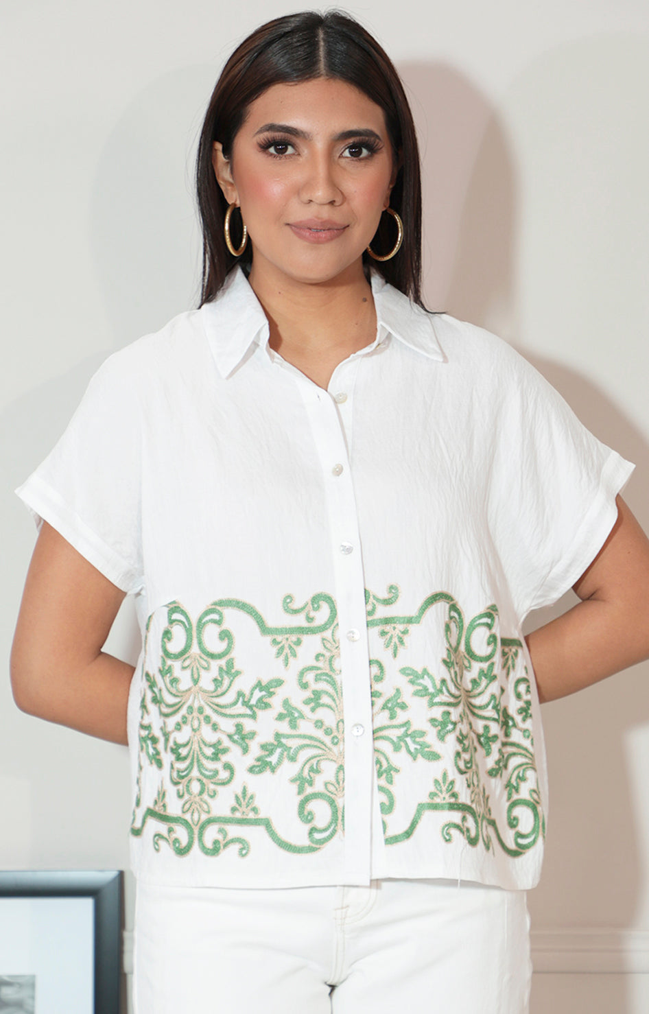 Blusa blanca estampada con botones - BLUSA Boutiquemirel 