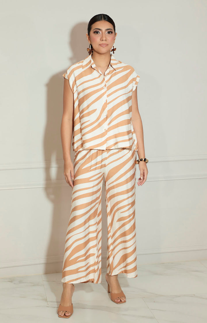 Conjunto beige estampado con botones - CONJUNTO Boutiquemirel 