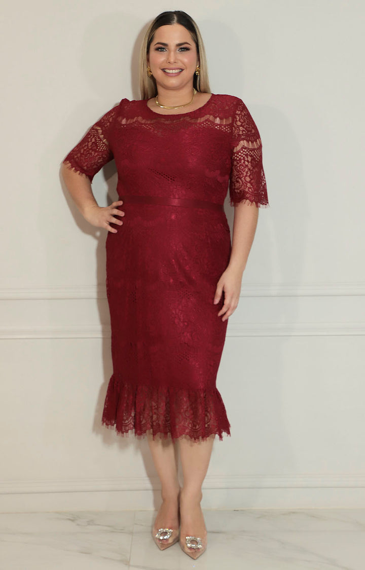 Vestido de encaje vino - VESTIDO XL Boutiquemirel 