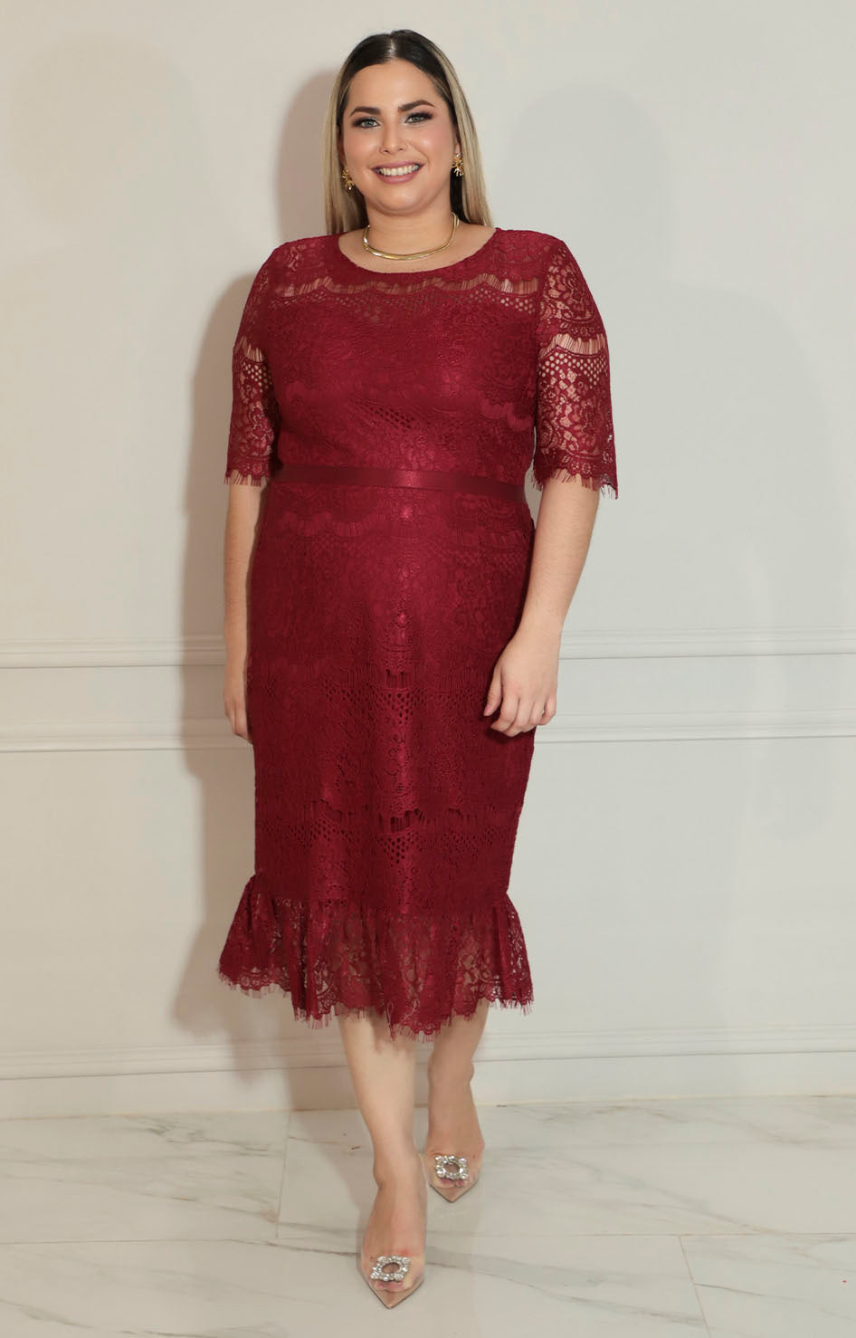 Vestido de encaje vino - VESTIDO XL Boutiquemirel 