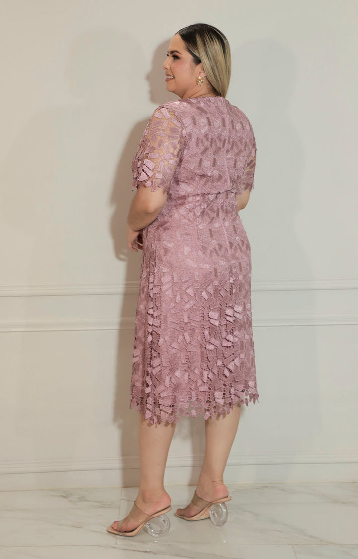 Vestido rosa de guipiur con cierre - VESTIDO XL Boutiquemirel 