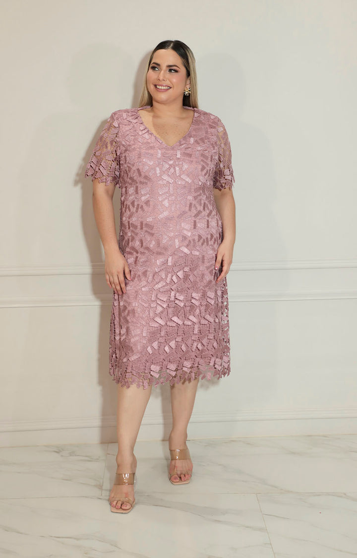 Vestido rosa de guipiur con cierre - VESTIDO XL Boutiquemirel 