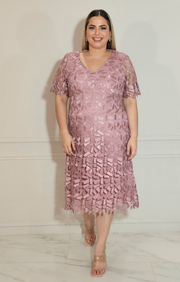 Vestido rosa de guipiur con cierre - VESTIDO XL Boutiquemirel 