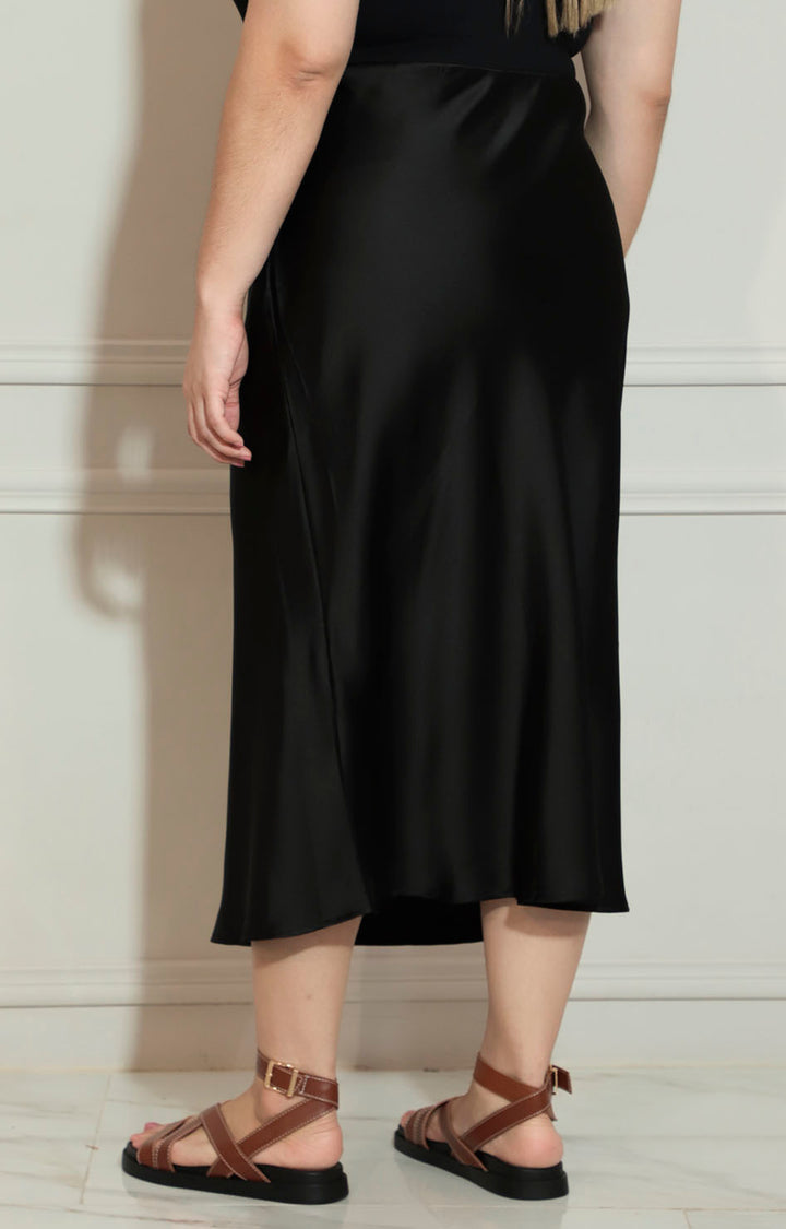Falda negra lisa de satín - FALDA XL Boutiquemirel 