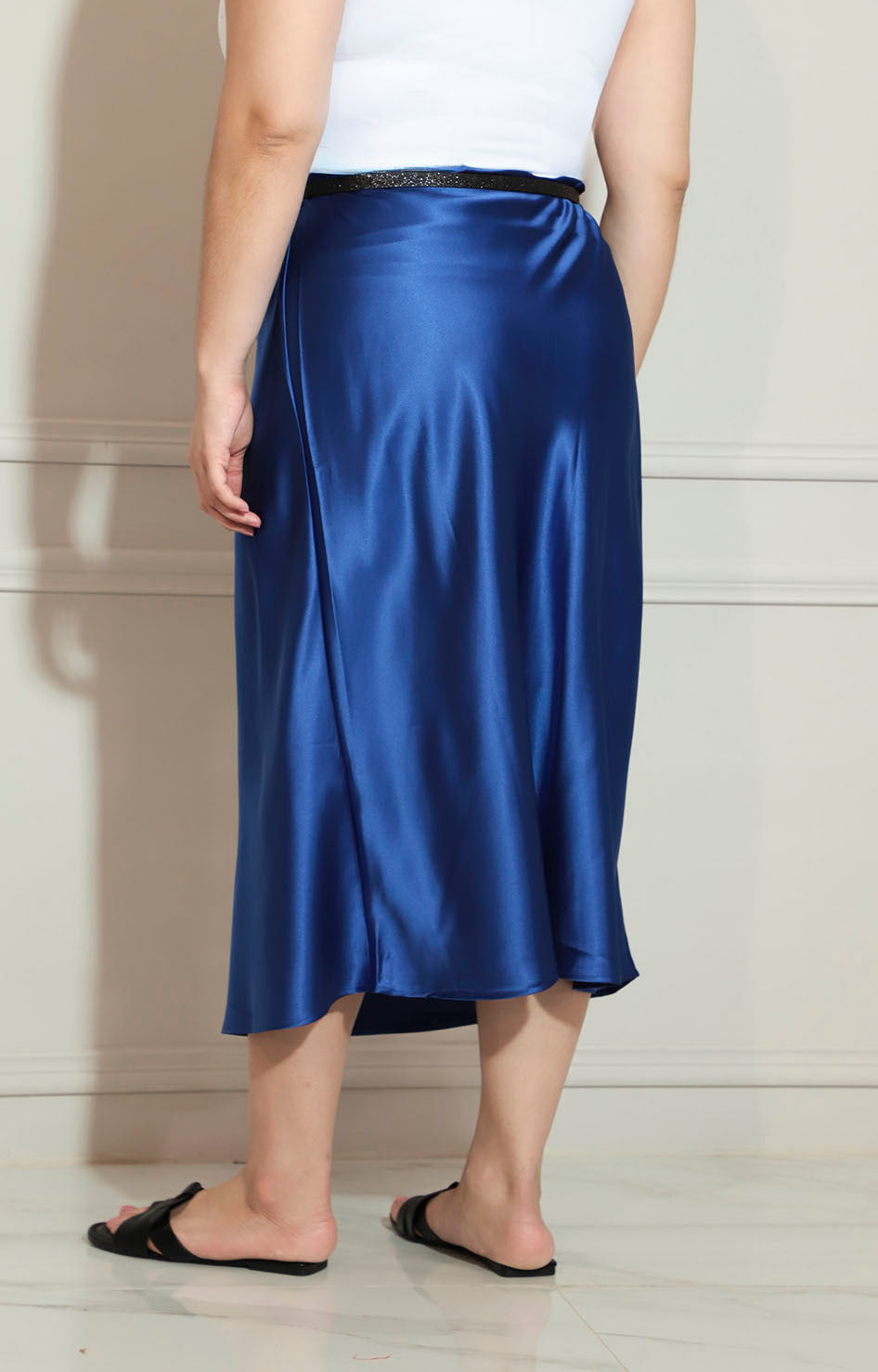 Falda azul lisa de satín - FALDA XL Boutiquemirel 