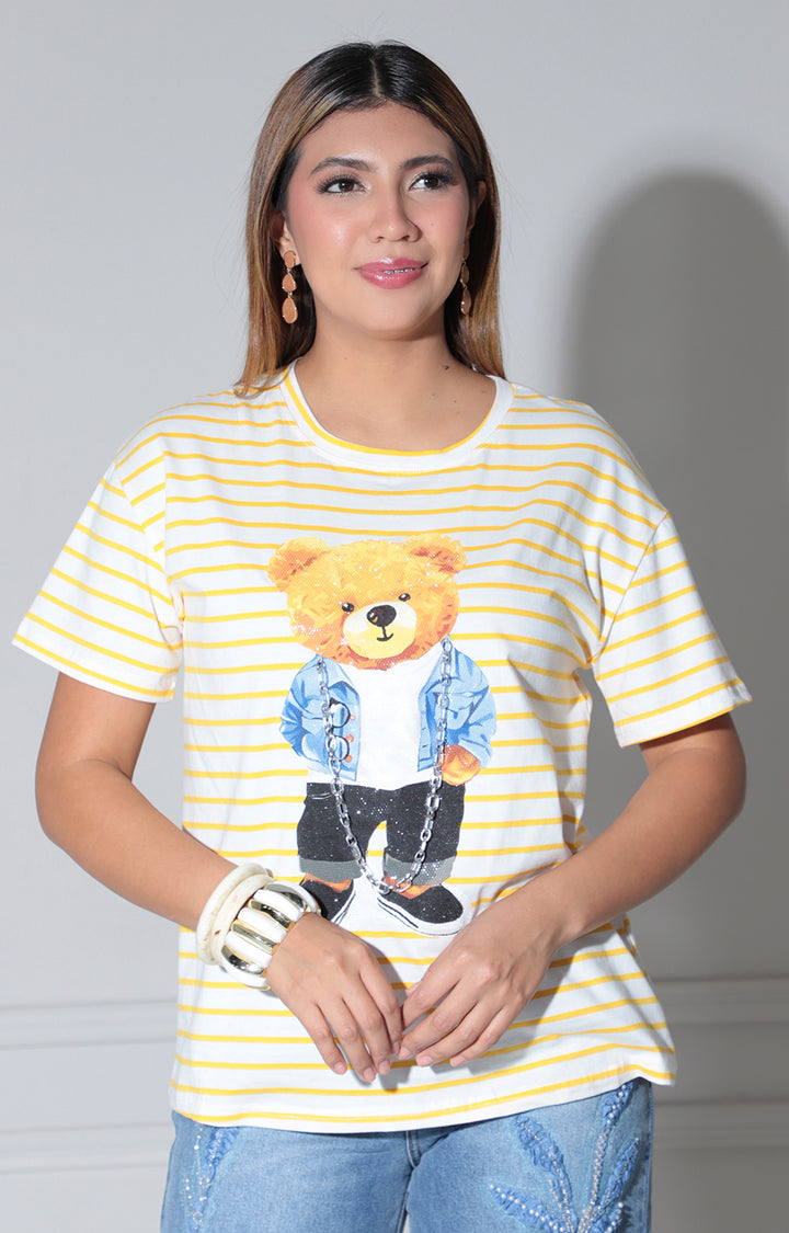 Blusa amarilla estampada teddy