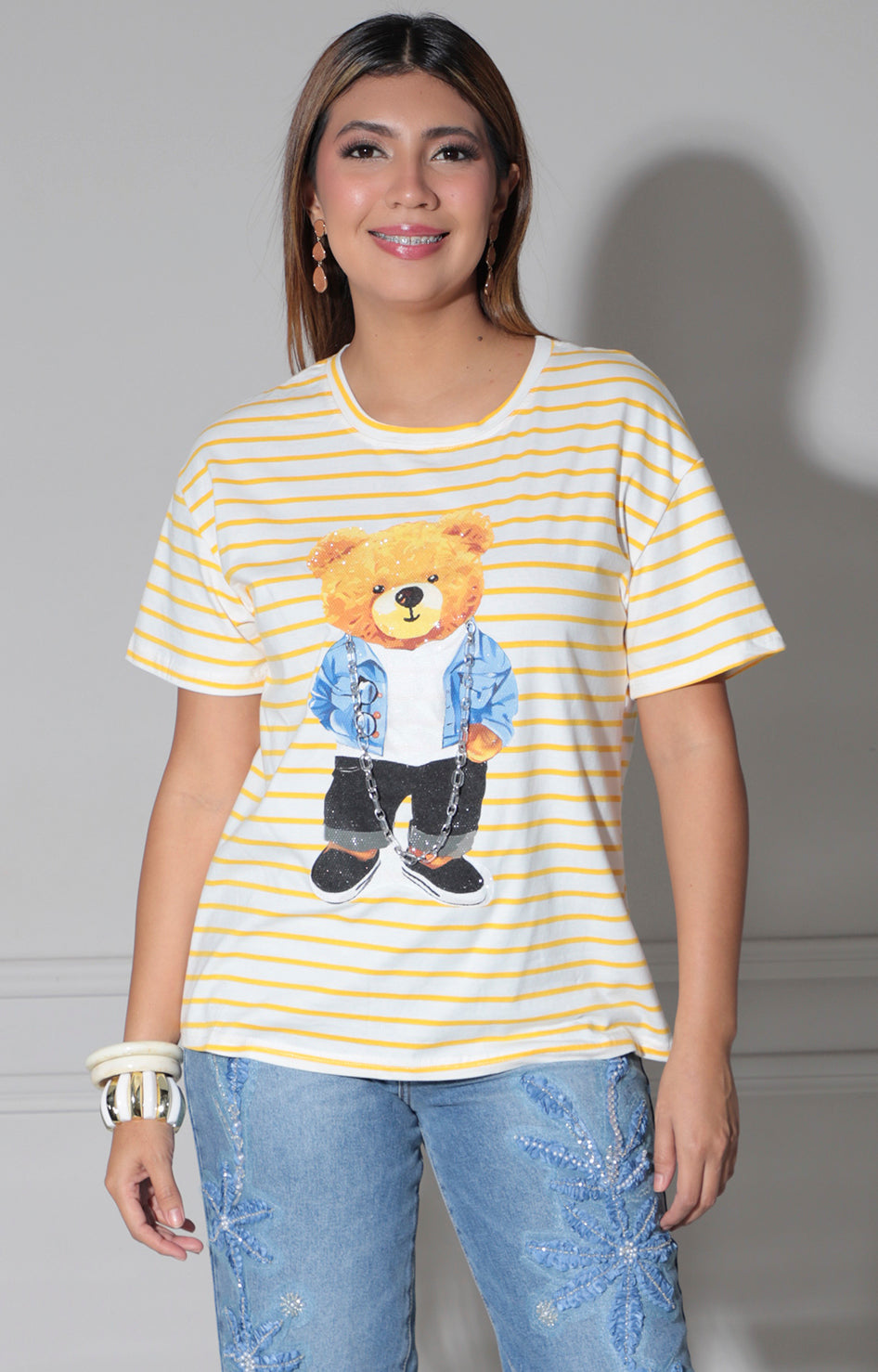 Blusa amarilla estampada teddy