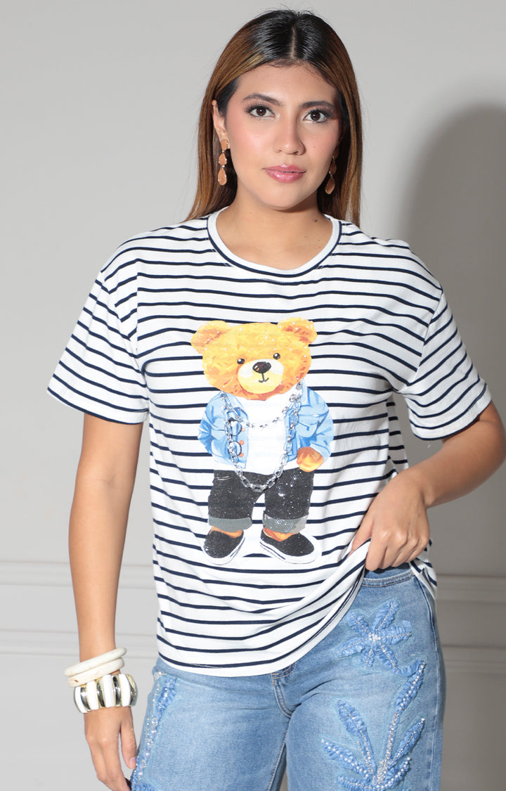 Blusa negra de rayas teddy