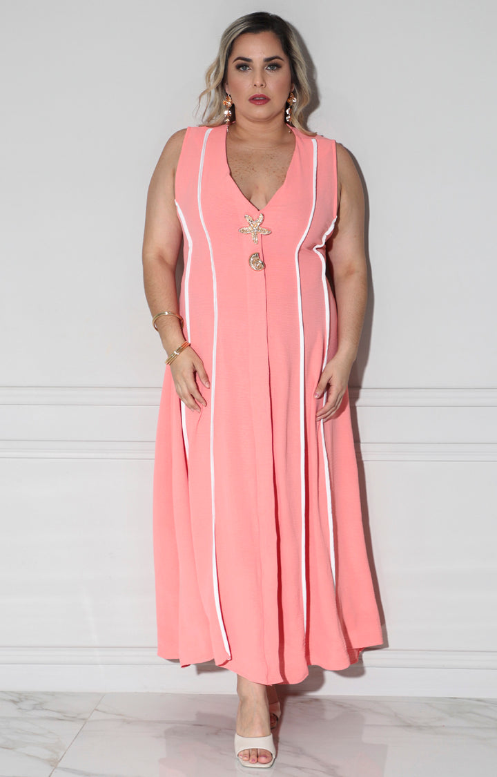 Vestido naranja - VESTIDO LARGO CURVY Boutiquemirel 