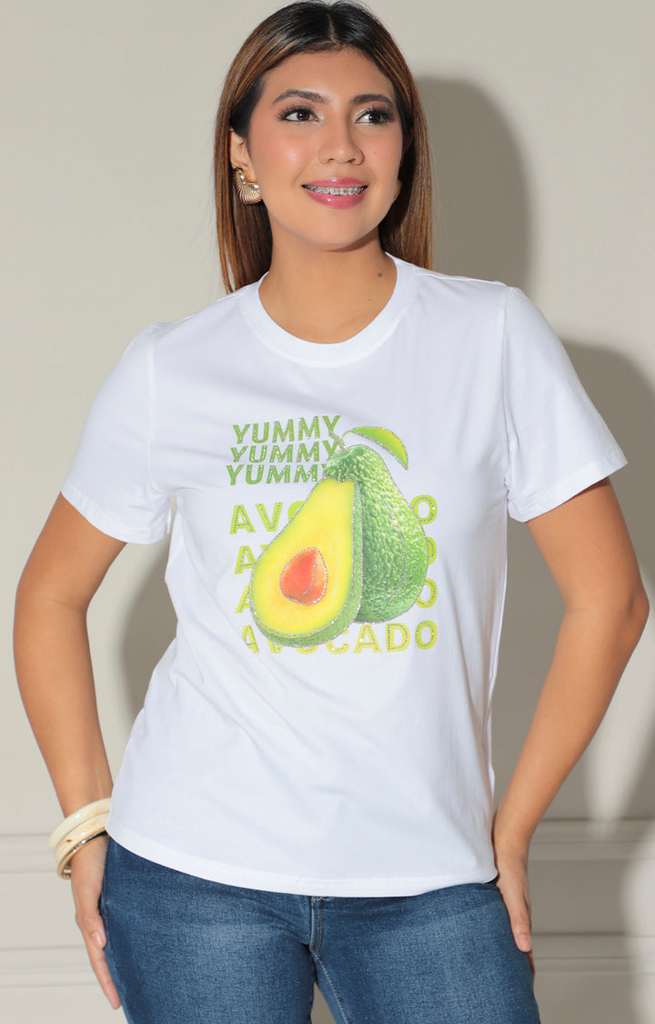 Blusa blanca estampada de aguacate - BLUSA Boutiquemirel 