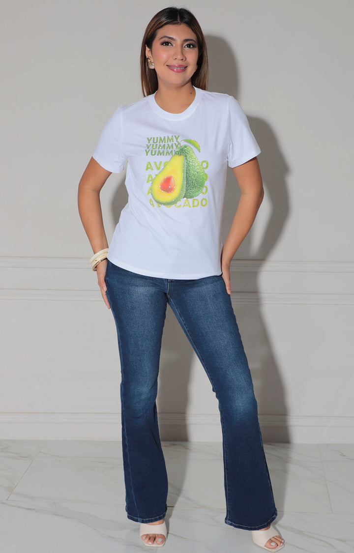 Blusa blanca estampada de aguacate - BLUSA Boutiquemirel 