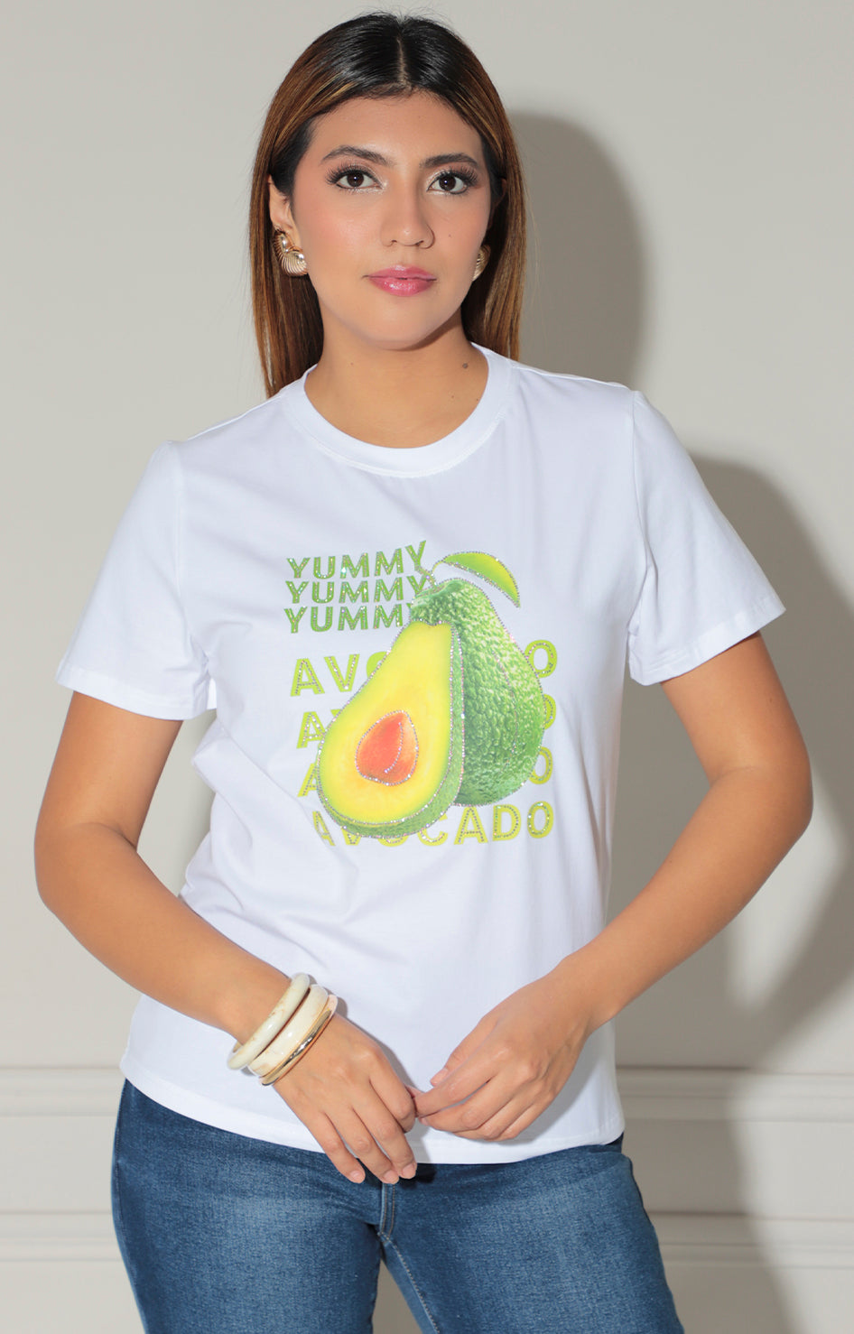 Blusa blanca estampada de aguacate - BLUSA Boutiquemirel 