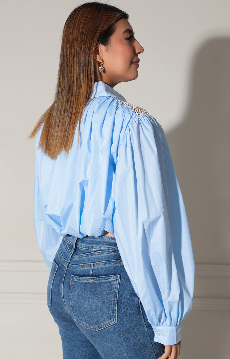 Blusa azul con bordado - BLUSA Boutiquemirel 