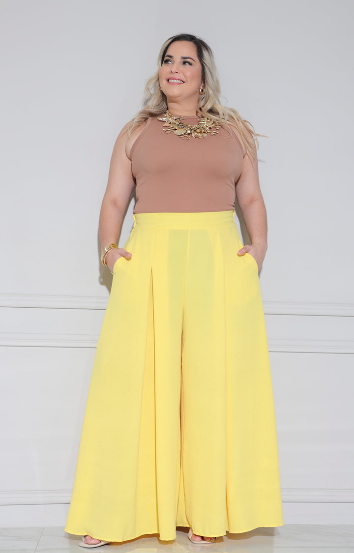 Pantalón amarillo amplio - PANTALON CURVY Boutiquemirel 