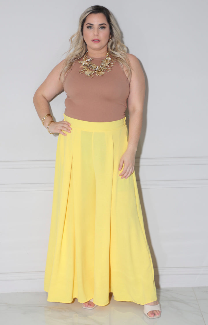 Pantalón amarillo amplio - PANTALON CURVY Boutiquemirel 