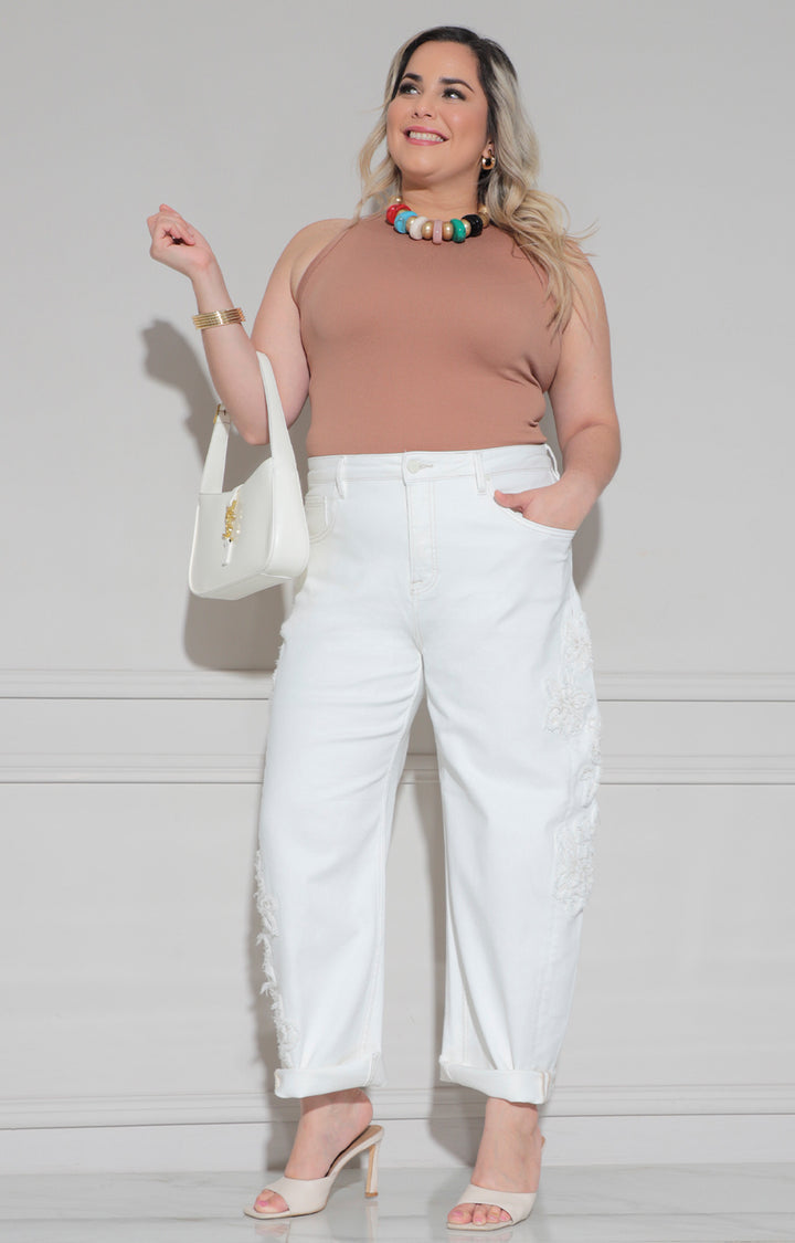 Pantalón de mezclilla blanco