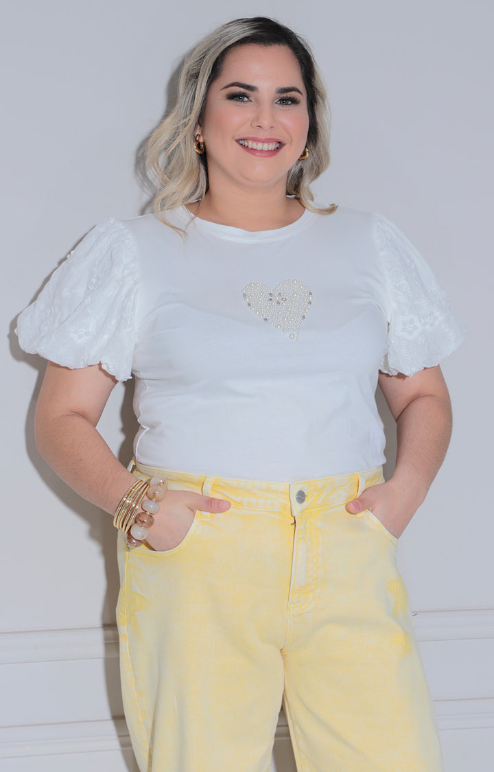 Blusa blanca de corazón - BLUSA CURVY Boutiquemirel 
