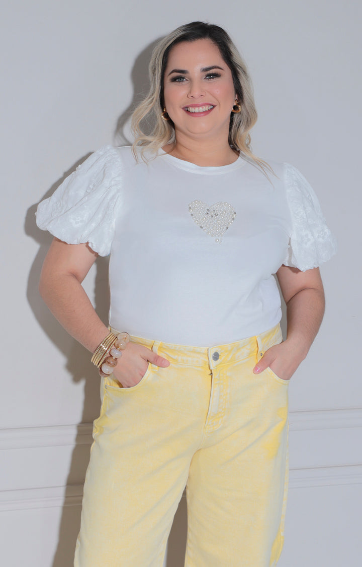 Blusa blanca de corazón - BLUSA CURVY Boutiquemirel 
