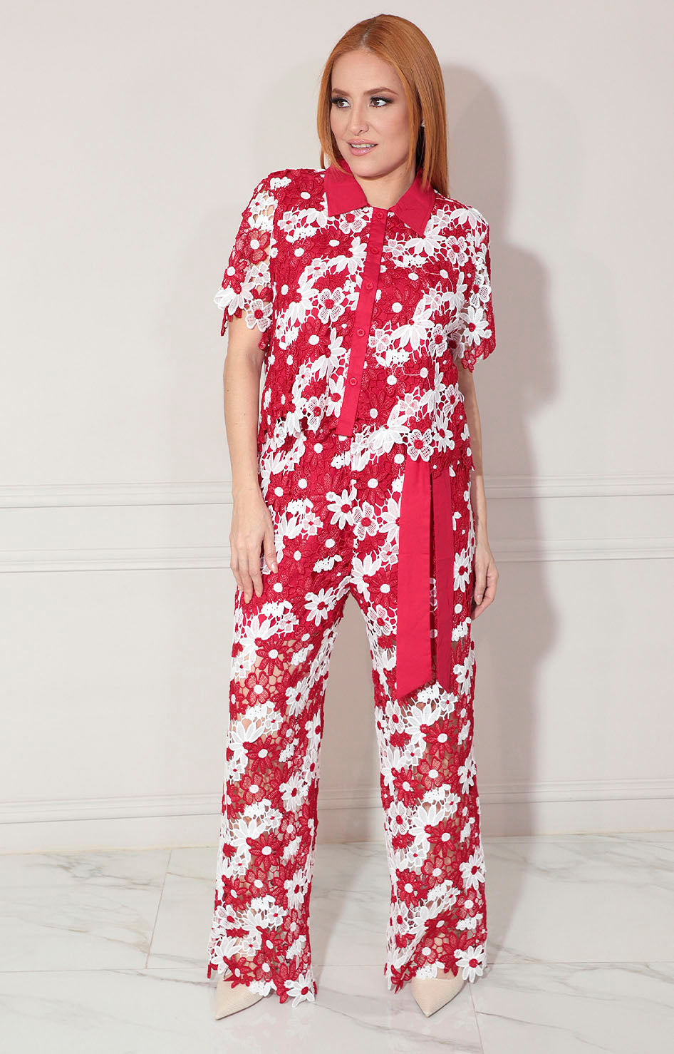 Conjunto rojo en encaje - CONJUNTO Boutiquemirel 