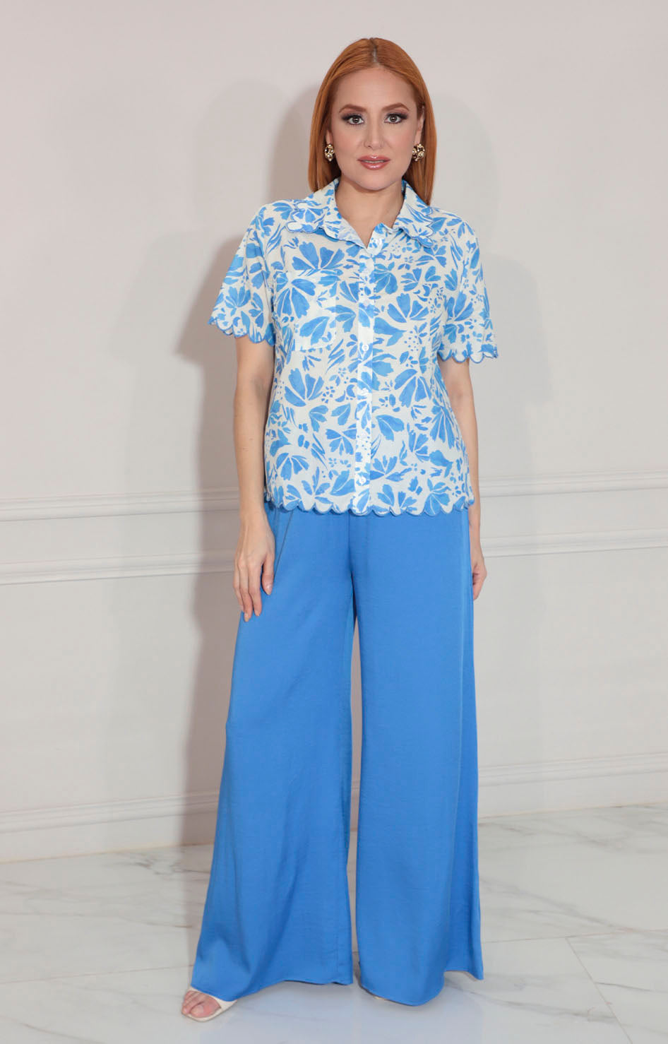 Blusa azul estampada - BLUSA Boutiquemirel 